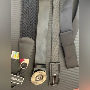 4 Women's Belt Collection - Classic & Textured Styles size M/L